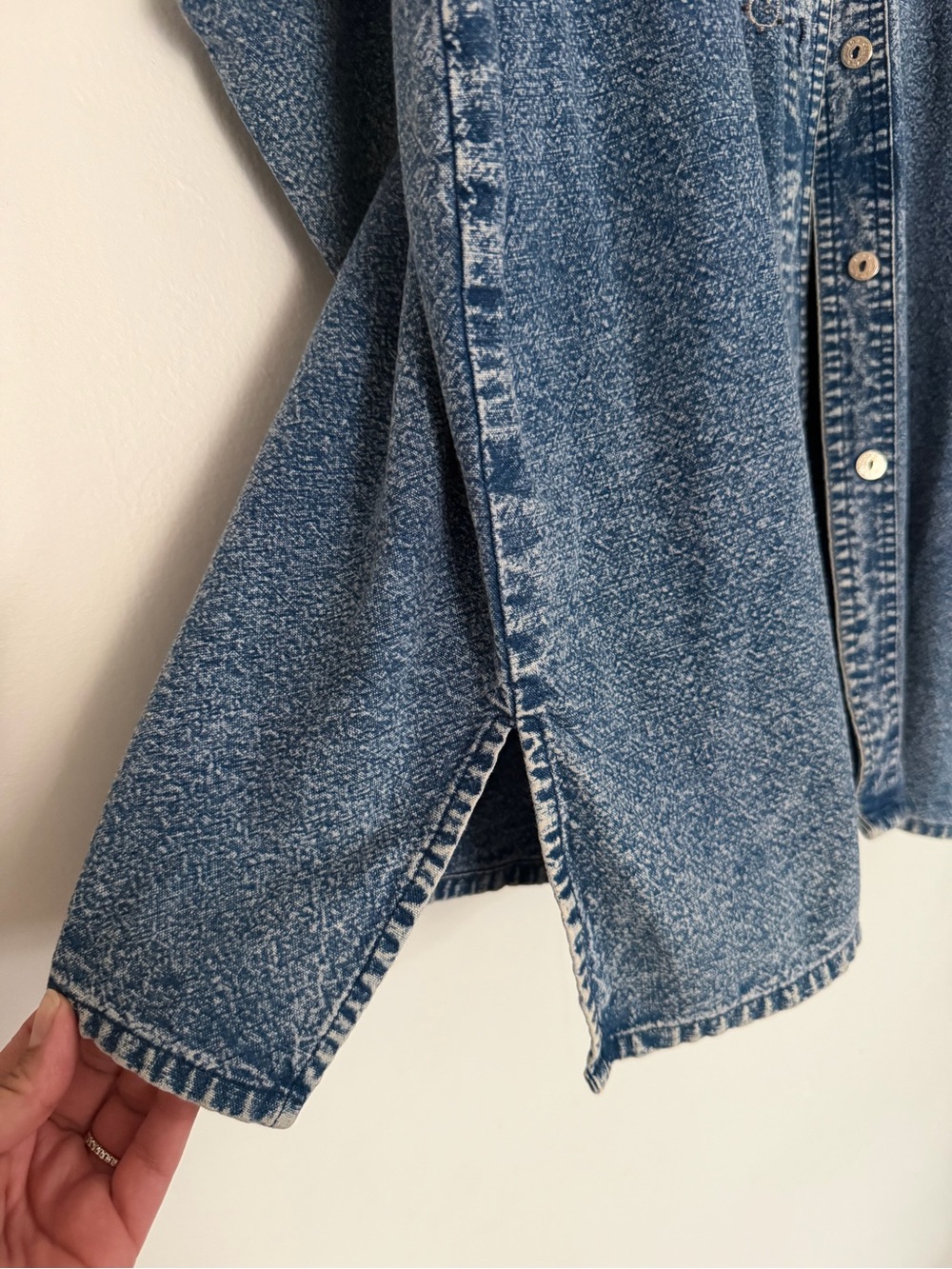 Vintage Club Z Denim Acid Wash Embroidered beaded Studded Oversized Shirt 80s 90 - Picture 6 of 15